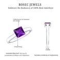 thumbnail image 5 of Rosec Jewels Princess Cut Amethyst Solitaire Ring for Women - 1 Carat - AAA Quality - February Birthstone Ring - Ready to Gift, 925 Sterling Silver, US 4.00, 5 of 8