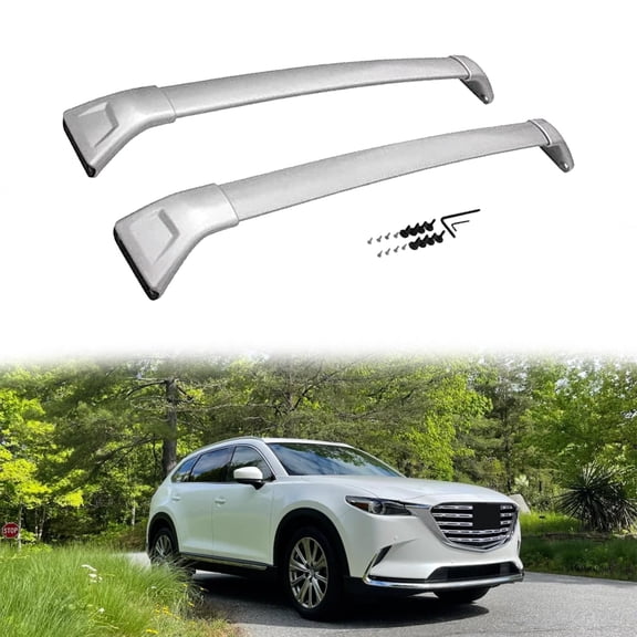 2pcs Roof Rack Cross Bars Fit for Mazda CX-9 CX9 2017-2025 Aluminum Crossbars with Anti Theft Lock for Rooftop (Silver)