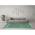 thumbnail image 3 of Ahgly Company Machine Washable Indoor Square Persian Turquoise Blue Traditional Area Rugs, 8' Square, 3 of 4