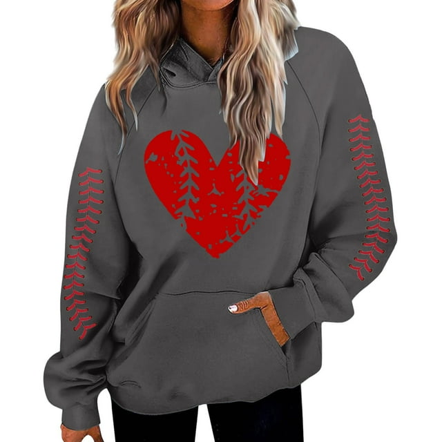 VBARHMQRT Longs Chandails à Capuchon pour Femmes Chandail pour Femmes Chandails à Capuchon Tendance à Imprimé Graphique Chandail à Capuchon à Enfiler à Cordon Hauts à Capuche Automne Ample Blouse à Manches Longues avec Poche