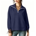 thumbnail image 2 of TARIENDY Quarter Zip Sweatshirt Women Solid Color Long Sleeve Pullover Sweatshirts with Pocket Fashion Fall Casual Tops Blue XL, 2 of 9