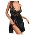 thumbnail image 2 of Levmjia Pyjamas pour Femmes Ensemble Liquidation Été Grande Taille Robe en Soie à Bretelles avec Cordon Lingerie Nuisette Pyjamas, 2 of 6