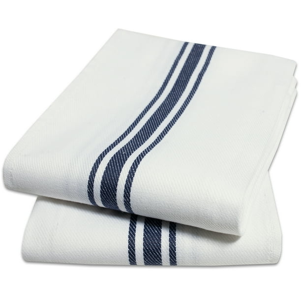 Lintex Trends 100 Cotton Blue Striped 16 X 26 Herringbone Kitchen Towel 2 Pack Set Walmart Com Walmart Com