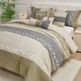 thumbnail image 6 of HIG 7 Piece Embroidery Design Bed-in-a-Bag, Taupe King Size Ultra Soft Comforter Set for Adults, 6 of 12