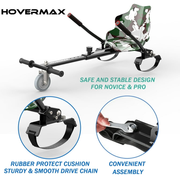HOVERMAX Hoverboard Go Kart, Hoverboard Seat Attachment with Adjustable  Frame Length for 6.5 8 10 Hoverboard, Suitable for Kids & Adults