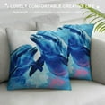 thumbnail image 3 of Nawypu  Dolphins Bed Pillow Covers, Lovely Ocean Dolphin Decorative Throw Pillow Cover Cushion Case for Sofa Bed Living Room Farmhouse Decorations, Blue Dolphins  Pillowcases, 3 of 5