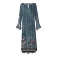 thumbnail image 4 of Utoimkio Women's Floral Print Long Sleeve Maxi Dress Casual Loose V Neck Button Down Long Dresses for Women, 4 of 5