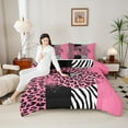 thumbnail image 4 of Manfei Girls Lips Full Size Comforter Sets, Leopard Zebra Print Bedding Comforter Set, Pink Black White Bedding Sets, Luxury Bedroom Decor Reversible 3-Piece, 4 of 8