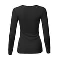 thumbnail image 3 of FashionOutfit Women's Casual Solid Basic Crew Neck Long Sleeves Thermal Top, 3 of 3