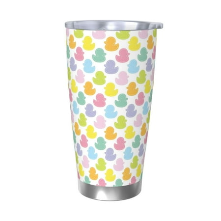 

Uemuo Colorful Rubber Duck Print Travel Coffee Mug 20oz Double-walled Car Cup Stainless Steel Insulated Tumbler Leak-proof Travel Cup Reusable Straw Car Cup-Without Straw