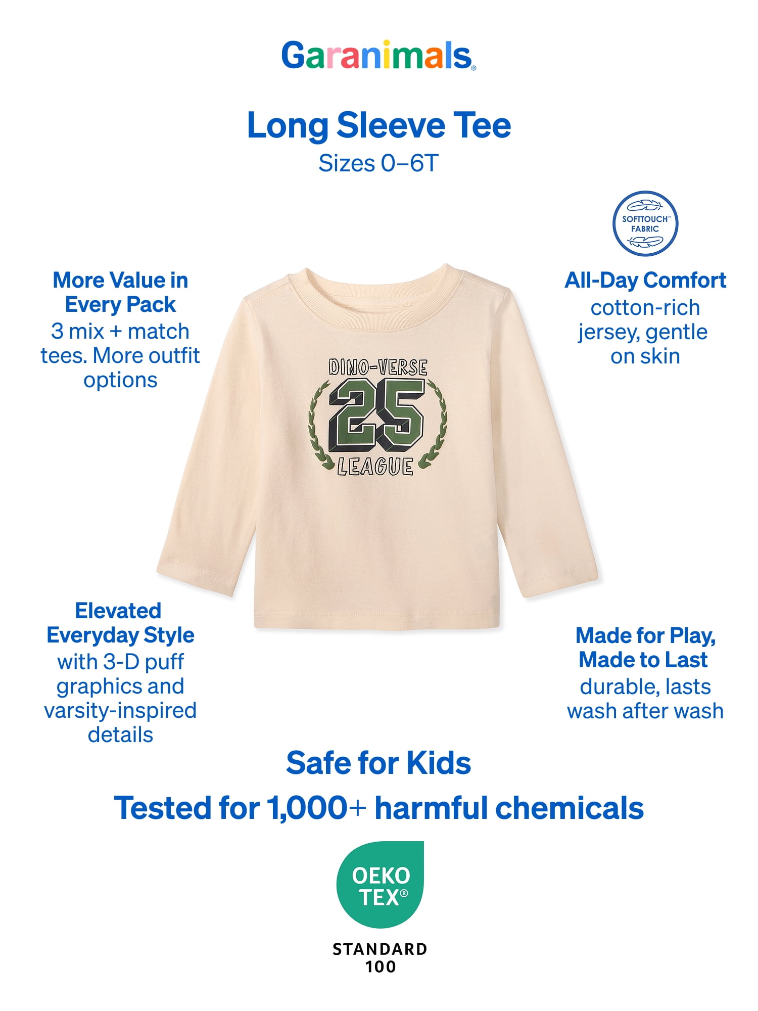 Garanimals Baby & Toddler Boys Long Sleeve Shirts, Single & 3-Pack, Sizes 0-6T