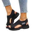 thumbnail image 3 of EKVAHL Water Shoes for Women, Orthopedic Open-Toe Sport Sandals, Arch Support Slip-On Shoes, Knit Cushioned Non-Slip Summer Beach Sandals Black, 3 of 6