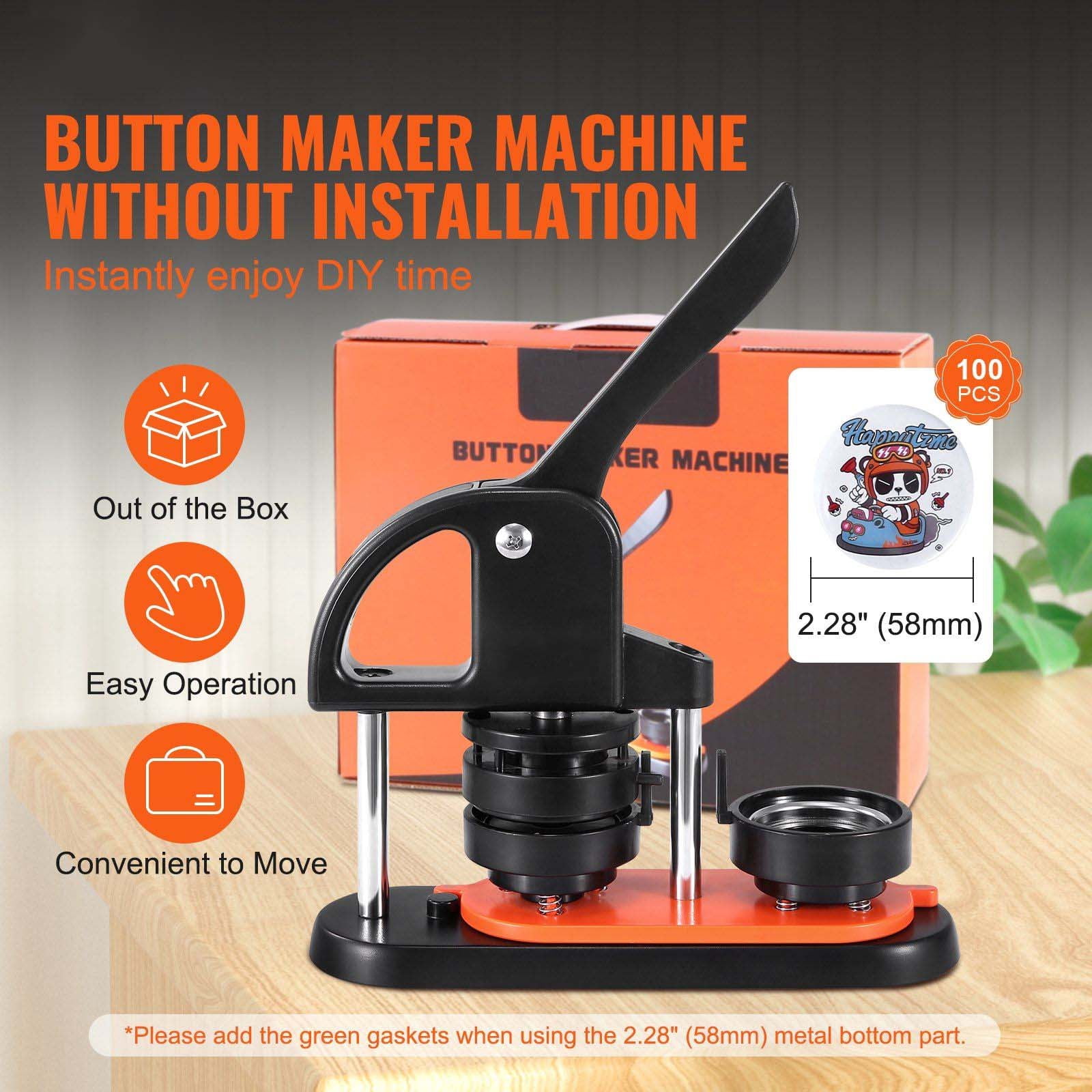 Button Maker Machine 2.28 inch, 58mm Pin Maker Kit with 100 Parts, DIY Badge Maker for Kids Crafts, Panda Magic Book, Christmas Gifts, Ergonomic Punch Press