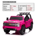 thumbnail image 2 of LUIBAS 24V Ride on Toy, 2 Seater Licensed Chevrolet Silverado HD with Remote Control, Battery Powered Kids Electric Ride on Truck for Boys Girls with Wear-Resistant EVA Tires, Music, Bluetooth, Pink, 2 of 7