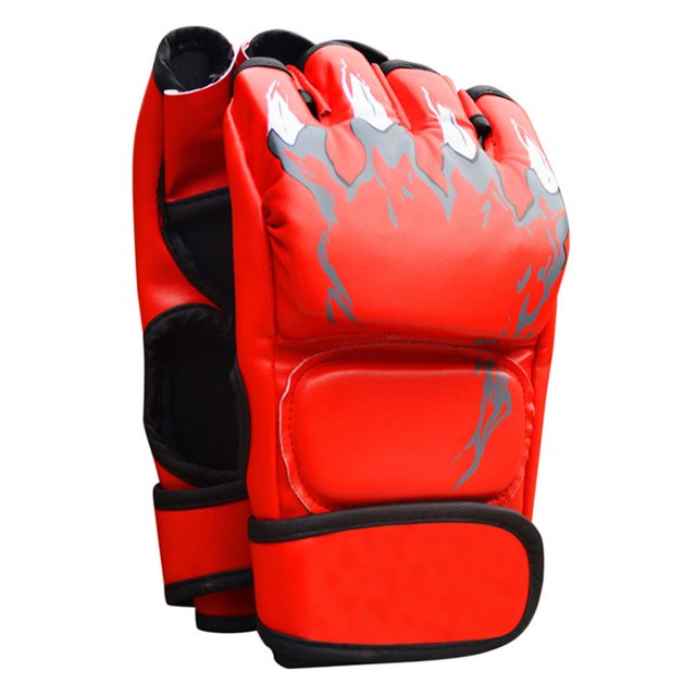 LOVEVER Gants de Boxe Adulte MMA Sac de Sable Combat Entraînement Faux Cuir Demi-Doigt