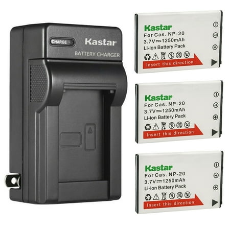 Kastar 3-Pack Battery and AC Wall Charger Replacement for Casio Exilim EX-S100 Exilim EX-S500 Exilim EX-S600 Exilim EX-S770 Exilim EX-S880 Exilim EX-Z11 Exilim EX-Z12 Exilim EX-Z3 EX-Z4 Exilim EX-Z5