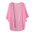 thumbnail image 4 of MNCEKFOD Womens Cardigan Sweaters Solid Elegant Puff Sleeve Chiffon Cardigan Loose Fit Cover Up Casual Blouse Tops Relaxed Fit Outwears Hot Pink XXXXXL, 4 of 4