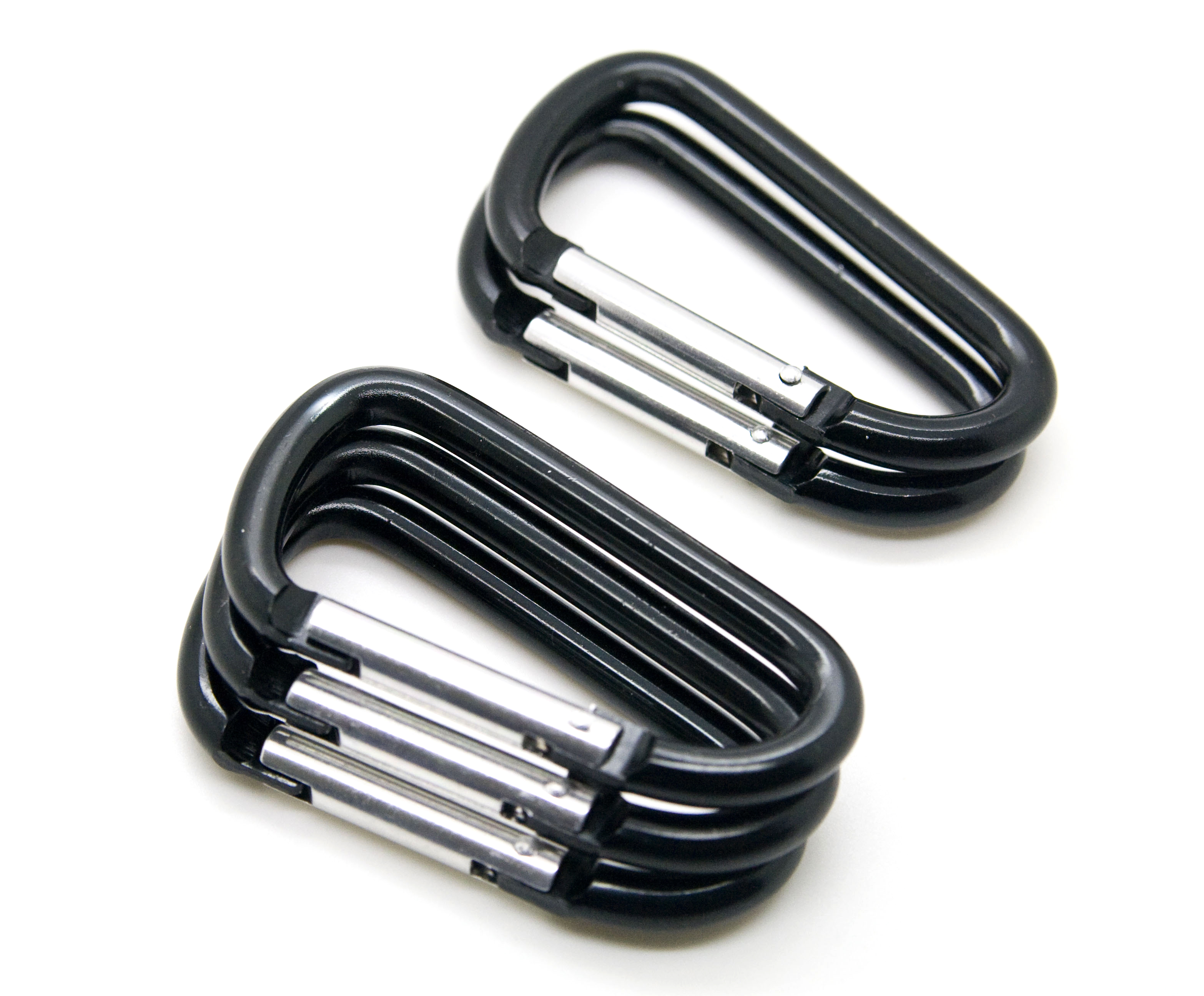Pack 50 pcs - 3 inch Black Aluminum Carabiner D Shape Buckle Pack, Keychain Clip, Spring Snap Key Chain Clip Hook Buckle
