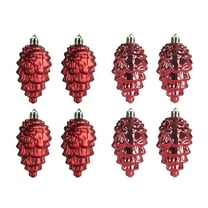 Christmas Tree Ornaments 3.54in Pine Cone Decorations Set of 8, Shatterproof Plastic Hanging Baubles for Xmas Tree, Holiday Party, Wedding, Home Decor, Safe for Families and Kids
