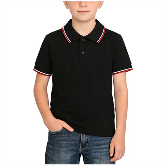 CHUMUD Boys Back to School Shirts Kids Short Sleeve Collared Polo T-Shirt Front Button Closure Teens Cotton Tops Summer