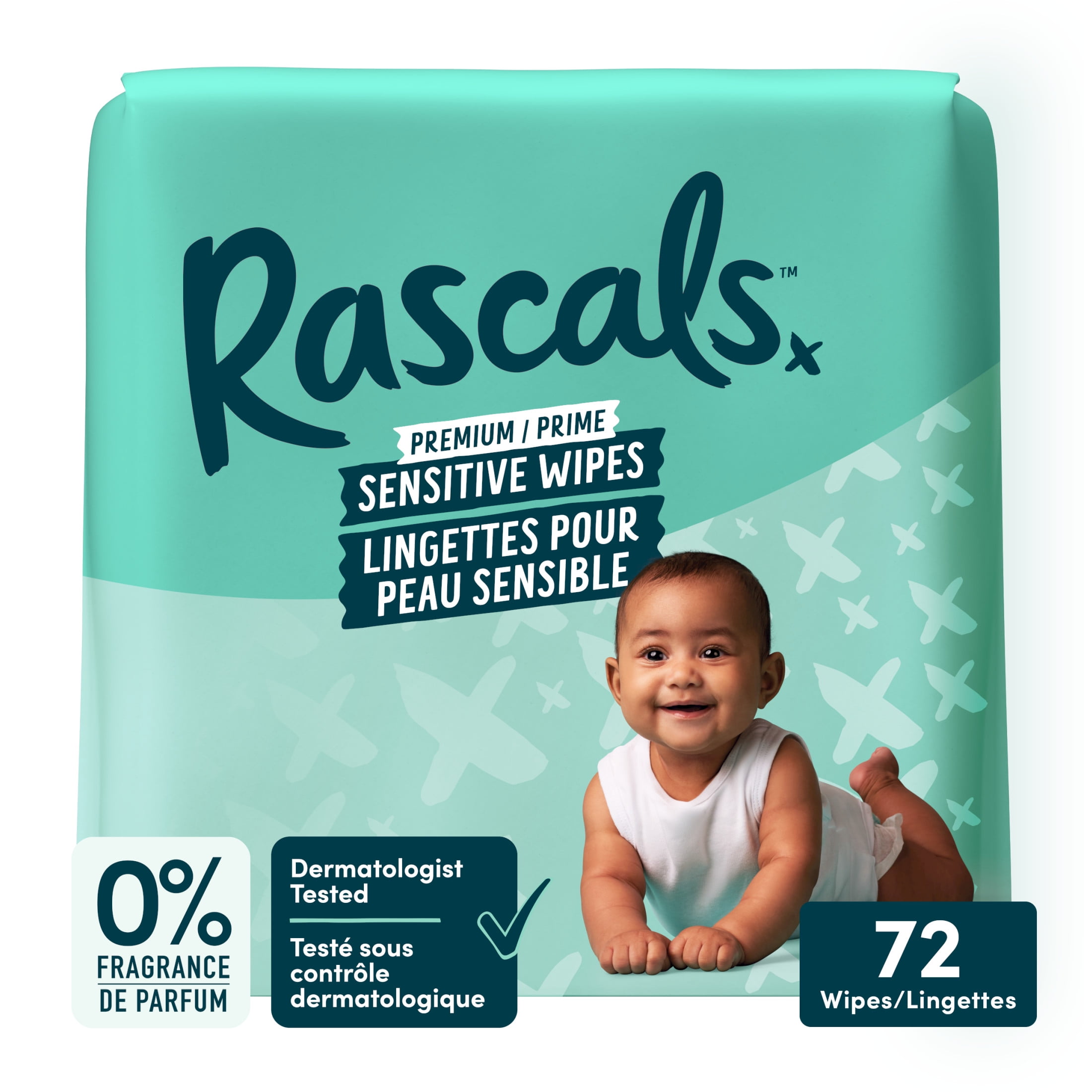 Rascals Premium Sensitive Wipes, Single Pack, 72 Count, Unisex
