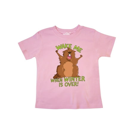 

Inktastic Groundhog Day Wake Me When Winter is Over Gift Toddler Boy or Toddler Girl T-Shirt