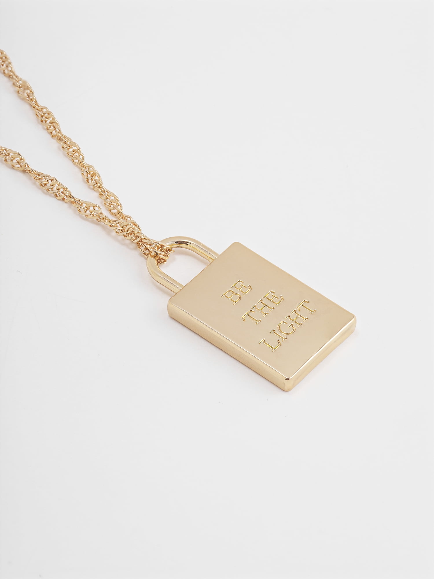 Time and Tru Women's Goldtone Be The Light Lock Pendant Necklace