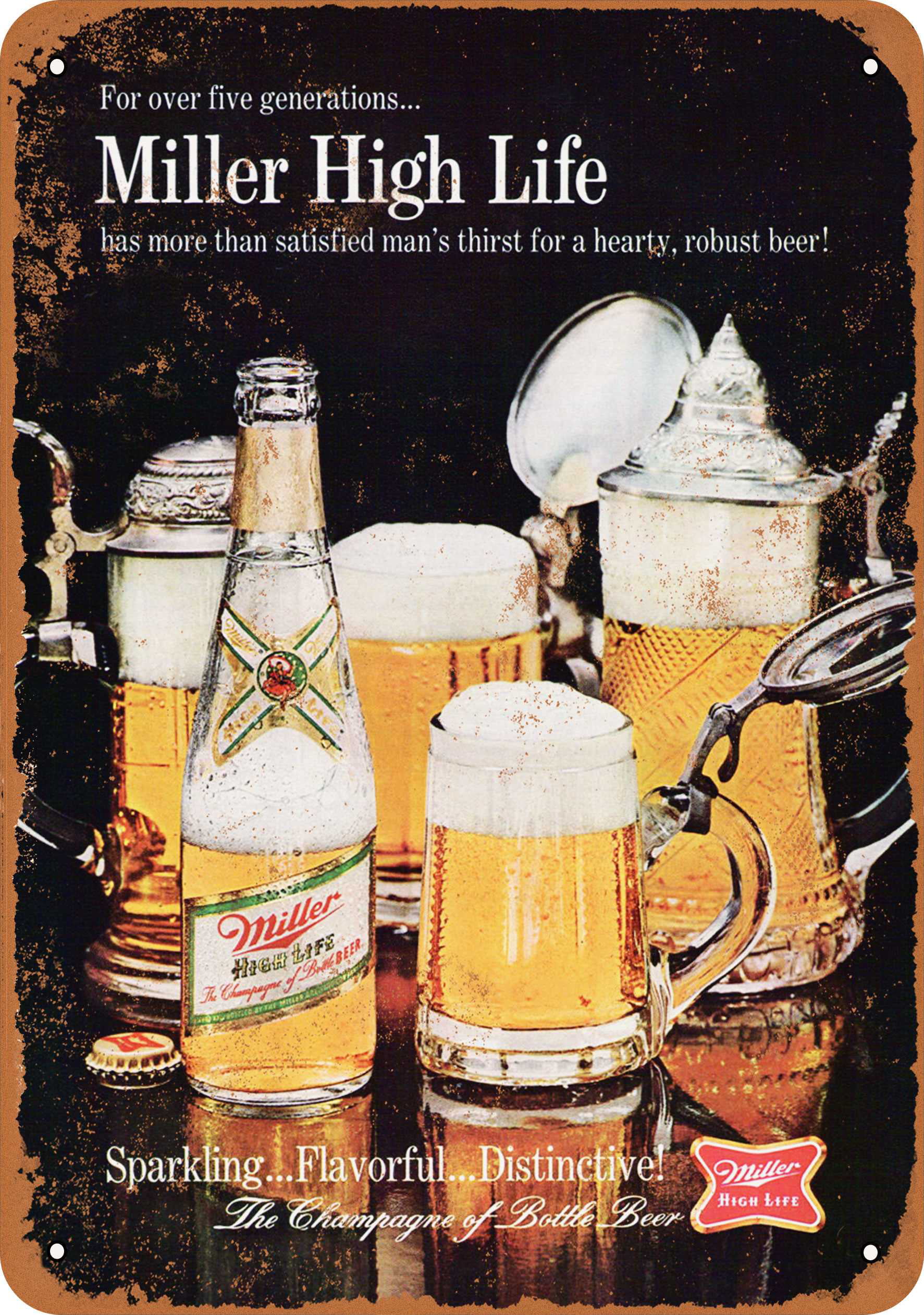 Houseuse 1967 Miller High Life Beer Vintage Look Reproduction Metal Tin Sign 8X12 Inches