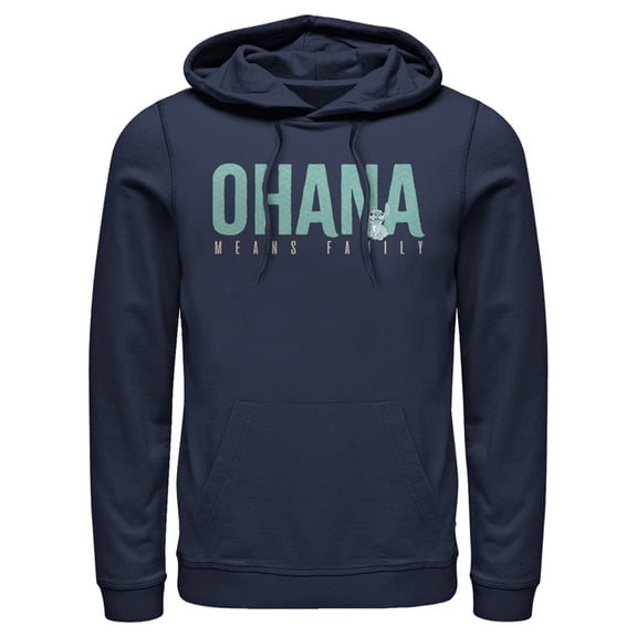 Men's Lilo & Stitch Bold Ohana means Family Pull Over Hoodie Navy Blue 3X Large