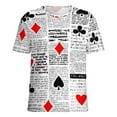 thumbnail image 5 of Poker Card Print Womens Tops Women's Fashion Casual Short Sleeve Flower Print Round Neck Pullover Top Blouse, 5 of 6