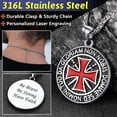 thumbnail image 4 of FaithHeart Knights Templar Seal Necklace for Men Stainless Steel Retro Punk Christ Fellow-Soldiers Jewelry Gift for Boyfriend Husband Valentine's Day, 4 of 8