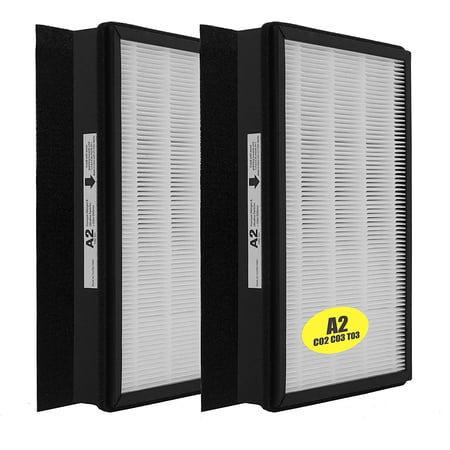 Replacement HEPA A2 Size Filter, Compatible with Room Air Purifier Devices FAP-C02-A2, FAP-C03-A2, FAP-T03-A2, Part #1150101, 2 Pack