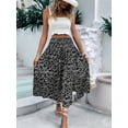 thumbnail image 5 of Women'S Print Long Skirts High Waist Split A Line Full Length Maxi Skirt Black S, 5 of 8