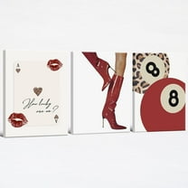 Hieng Coquette Bow Lip Wall Art Vintage Fashion Black and White Cherry Posters Preppy Aesthetic Picture Ma Cherie Canvas Prints for Girly Dorm Bedroom Wall Decor（Only canvas）