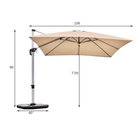 Costway 10ft Square Patio Offset Cantilever Umbrella 360 Degree Tilt Aluminum Beige Walmart Canada