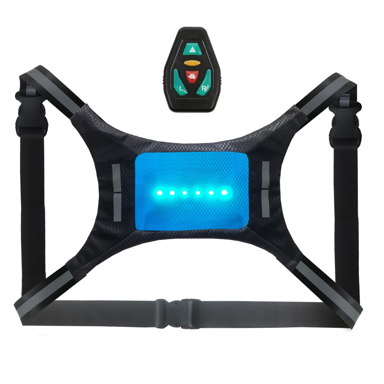 LED Reflective Vest USB Rechargeable Remote Control Turn Signal Light Vest  Bicycle Warning Vest