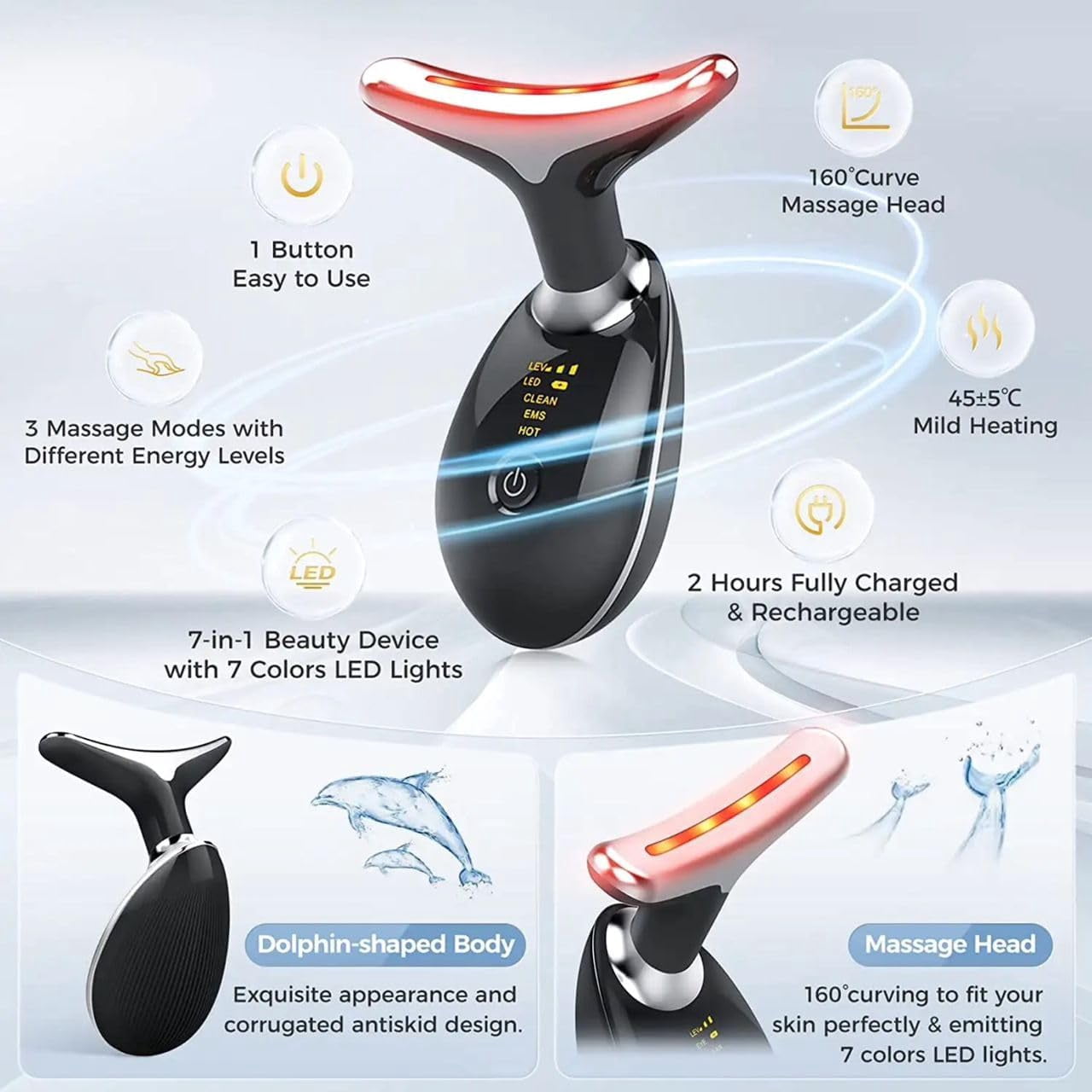 7 in 1 Color Mode Anti-Wrinkle face Massager, Neck Skin Tightening Device, and Anti-Aging Tool for a Personalized at-Home spa. Elevate Your Skincare Routine with This Premium Skincare Tool for face