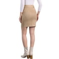 thumbnail image 3 of Falda de mujer Inspire Chic de ante sintético, de cintura alta, casual, con cinturón, falda lápiz M color caqui, 3 of 6