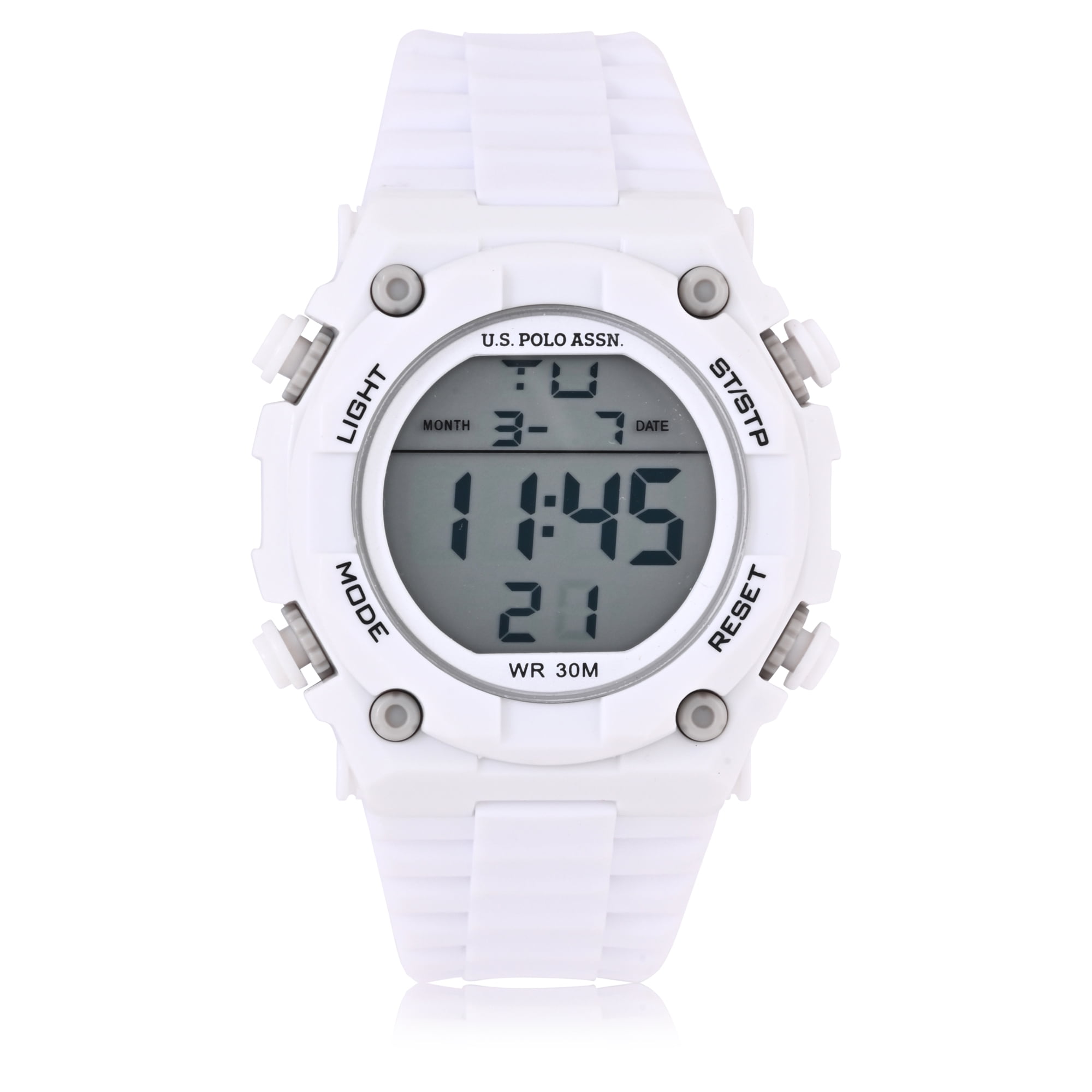 U.S. Polo Assn. Adult Male White Digital Watch (USC90069WM)