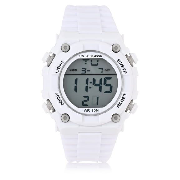 U.S. Polo Assn. Adult Male White Digital Watch (USC90069WM)