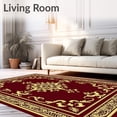 thumbnail image 2 of ODIKA 2'x3' Machine Washable Non-Slip Area Rug, Crimson Elegance Hallway featuring Damask Motifs High Traffic Rug with Pad, Red, 604442, 2 of 8
