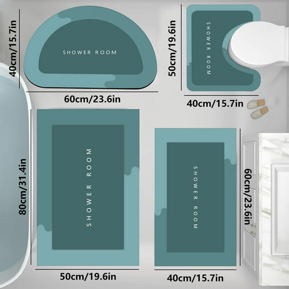 Fiudx Juego de Alfombrillas de Baño Extra Grandes y Absorbentes, con Respaldo Antideslizante y Tapas, Lavables a Máquina y de Fácil Cuidado, Cobertura Completa para Baño, Ideal para Uso Doméstico y H