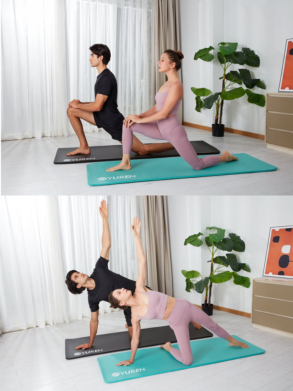 YR Durable Non-slip NBR Yoga Mat 1/2 Inch Hi-Density Foam Exercise Mat with Carry Bag, IceBlue