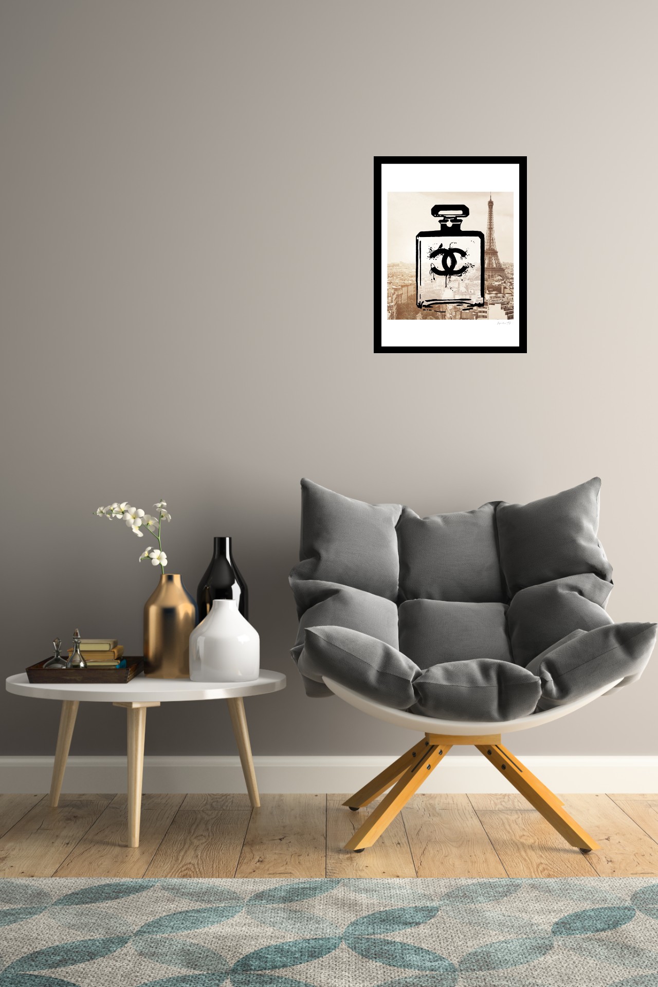 Venice Beach Collection's Fashion Perfume Bottle over Paris 14x18 Framed Print