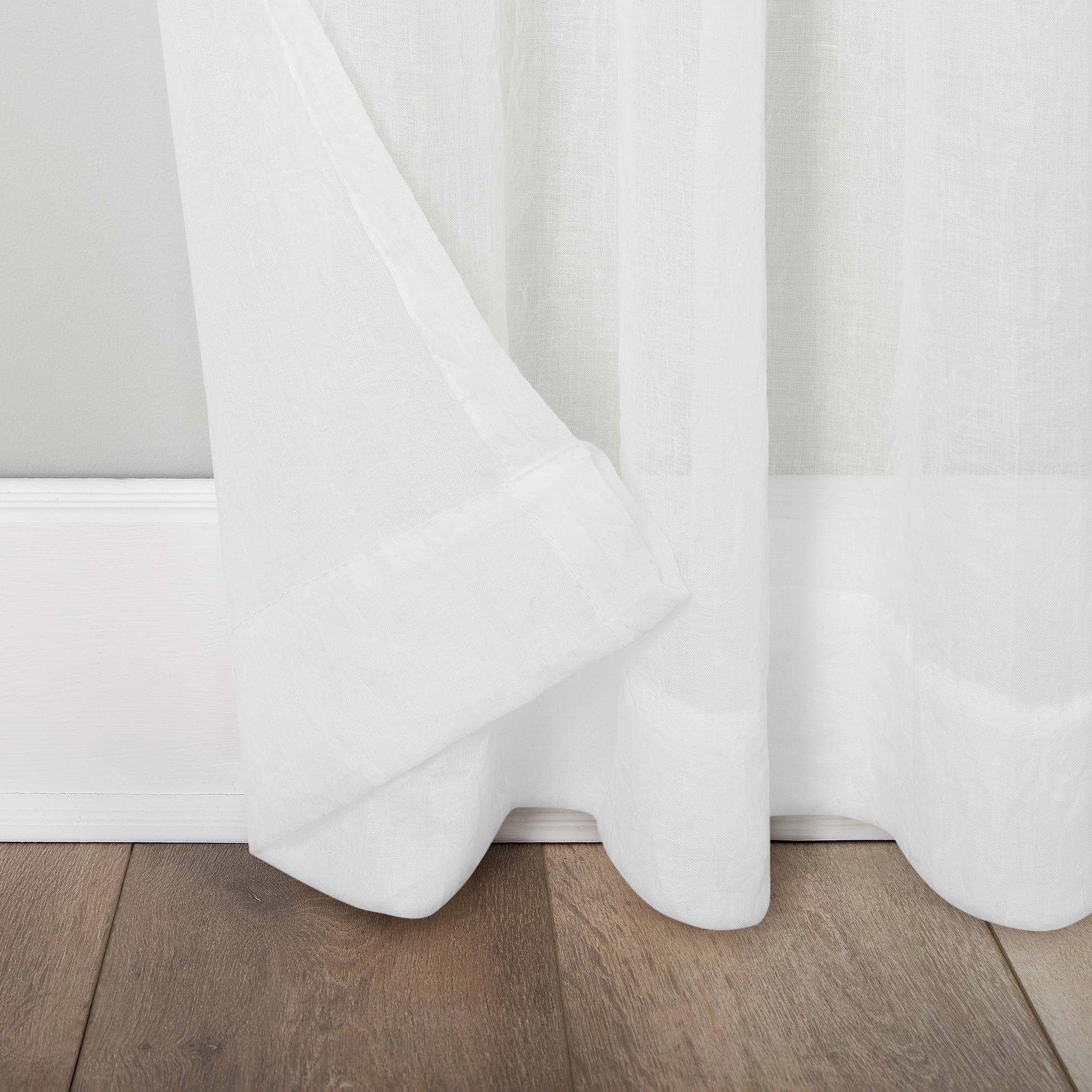 Mainstays Linen Textured Semi-Sheer Rod Pocket Curtain Panel, 50"x96", White