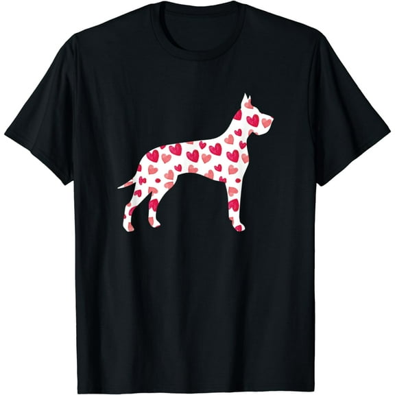 Valentines Day Great Dane Hearts Puppy Dog Lover T-Shirt