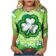 thumbnail image 2 of Xuyuer St. Patrick's Day Womens 3/4 Sleeve Crew Neck T Shirts Printed Graphic Tee Tops Graphic Tee Tops Shamrock Graphic Tees St Patty's Lucky T-Shirt Green Irish Tops, 2 of 5