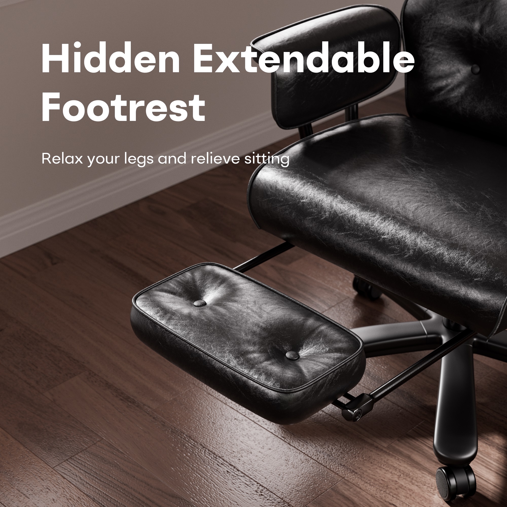 Ninecer Reclining Office Chair with Footrest, Big and Tall Desk Chair 400lbs, Adjustable Height Computer Chair, Thick Cushion & Lumbar Support, Swivel Office Chair with Arms, Black