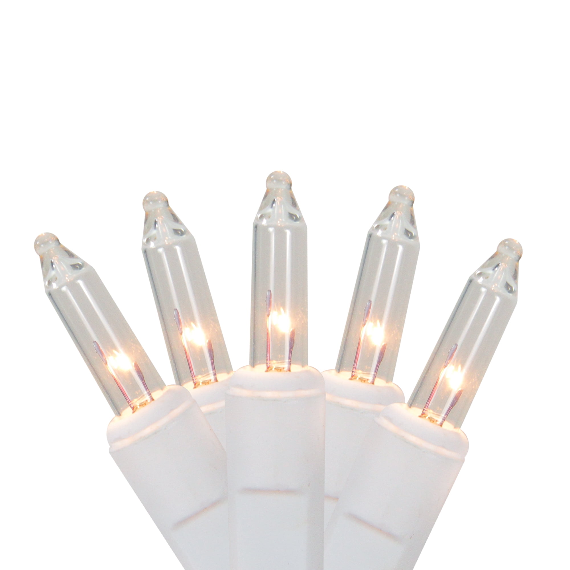 Set of 100 Super Bright Clear Mini Icicle Christmas Lights White Wire