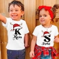 thumbnail image 1 of Camisetas navideñas personalizadas con nombre e iniciales personalizadas, ropa infantil de manga corta, camiseta para niños y niñas, atuendo de fiesta, camiseta para niños, 1 of 5